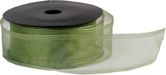 Organza stuha 4 cm, 10 m, tm. zelen