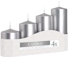 Svíčka adventní 5 x 7, 9, 11, 13 cm, 570 g - met. stříbrná